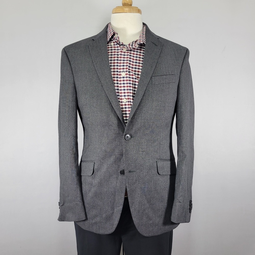 Kenneth Cole Reaction Men's Sport Coat Blazer Two Button Gray Polyester Blend 40